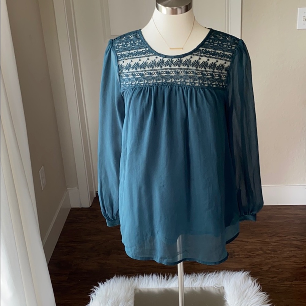 H&M Teal lace top blouse!